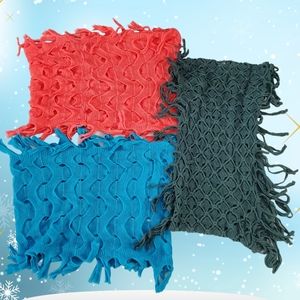 3pcs Scarf Bundle/ Infinity loop Fringe Scarf / Emerald Green, Blue, Red Orange